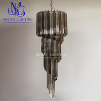 Lustre de bar en verre gris fumé de style médiéval français, cadre en métal électroplaqué, suspension pour villa, salle à manger, salon, hôtel