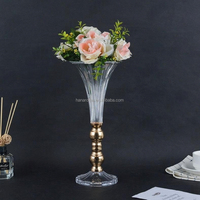 Vase à fleurs en acrylique transparent, centre de table de mariage en métal doré, grand récipient floral pour table, support de pilier pour décoration de fête