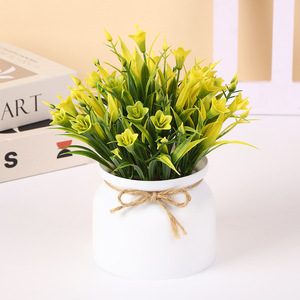 <span class=keywords><strong>Pot</strong></span> de plantation artificiel avec corde de chanvre, herbe de narcisse, plante d'imitation, fleurs artificielles décoratives de bureau, fausse verdure - Product Image 6