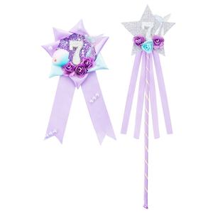 Varita Mágica de Hada con Lazo de Estrella Brillante para Niñas, Set de Varitas Mágicas con Broche de Mariposa y Flor para Graduación de Ramadán - Product Image 1