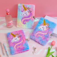Agenda de felpa con bloqueo, libreta con dibujos de unicornios, regalo para chicas y estudiantes