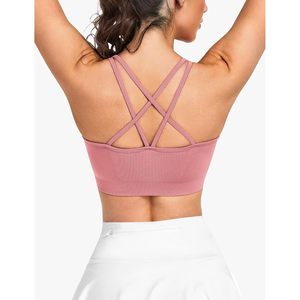 Sujetadores deportivos para mujer con tiras cruzadas en la espalda, acolchados, de soporte medio, para entrenamiento, yoga, fitness, correr, paquete de 3 - Product Image 2