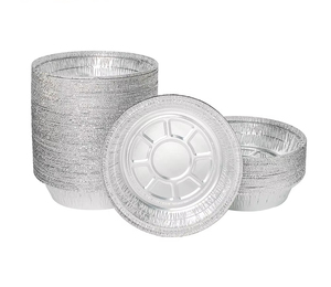 ภาชนะอลูมิเนียมฟอยล์ทรงกลมแบบใช้แล้วทิ้งสำหรับพลาสติกสำหรับใส่อาหารสัตว์เลี้ยงอาหาร RE3G สำหรับการอบการจัดเก็บและให้ความร้อน - Product Image 4
