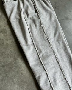 Calças de Moletom Masculinas com Cintura Alta, Perna Larga, Estilo <span class=keywords><strong>Baggy</strong></span>, Desgastadas, em French Terry, de Alta Qualidade, com Logotipo Personalizado - Product Image 4