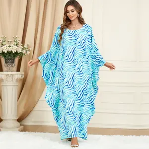 박쥐 소매 무료 크기 기본 폐쇄 Abaya 디자인 두바이 가운 이슬람 슬립 이브닝 드레스 전통적인 이슬람 이슬람 의류