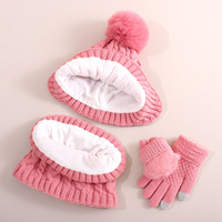 Chapeau unisexe en acrylique à maille torsadée, style européen et américain, mignon pour enfants, avec pompon et protection pour les oreilles, pour l'automne et l'hiver
