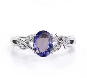 Blue Tanzanite <b>Statement</b> <b>Ring</b> 925 Solid Sterling Silver December Birthstone Minimalist Gemstone Jewelry for Women - Product Image 1