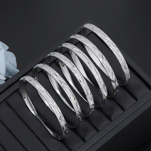 JXX Fashion Jewelry Trendy Geometric <b>Charm</b> <b>Bracelet</b> Unisex <b>Silver</b> Plated Brass Open Bangle - Product Image 1