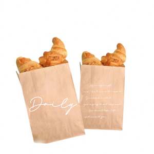 Sac en papier kraft personnalisé à fond pointu antiadhésif pour pain, biscuits, beignets et toasts, qui appartiennent à la marque de votre restaurant. - Product Image 2