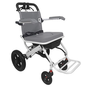 Portable Commode Wheelchair Aluminum Alloy Folding Lightweight Travel <b>Trolley</b> For Elderly Small <b>Mobility</b> Scooter - Product Image 1