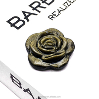 Fleur en Obsidienne Dorée Naturelle Sculptée à la Main, 30mm, Fleur Mignonne en Obsidienne Argentée pour Pendentifs et Cadeaux - Vente en Gros