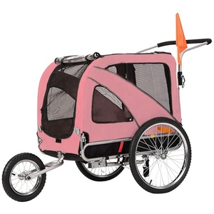 Remorque de vélo pour <span class=keywords><strong>chien</strong></span> de grande taille 2 en 1, remorque de vélo pour animaux de compagnie, jogger, cadre pliable, freins à verrouillage, attelage universel, chariot à main - Product Image 3