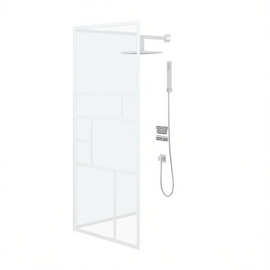 Paroi de douche en verre ESG blanc, 35,4 x 76,8 pouces, moderne, sans cadre, pour salle de bain - Product Image 1