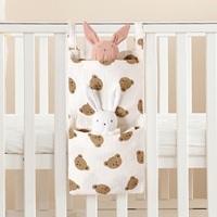 Sac de rangement double couche en crêpe pour jouets et couches, à suspendre au lit de bébé
