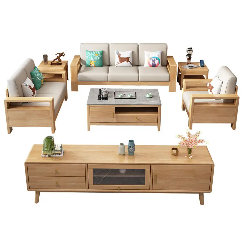 Nordic genuine leather minimalist living room hotel office custom manufacturer wholesale all solid wood modular sofa