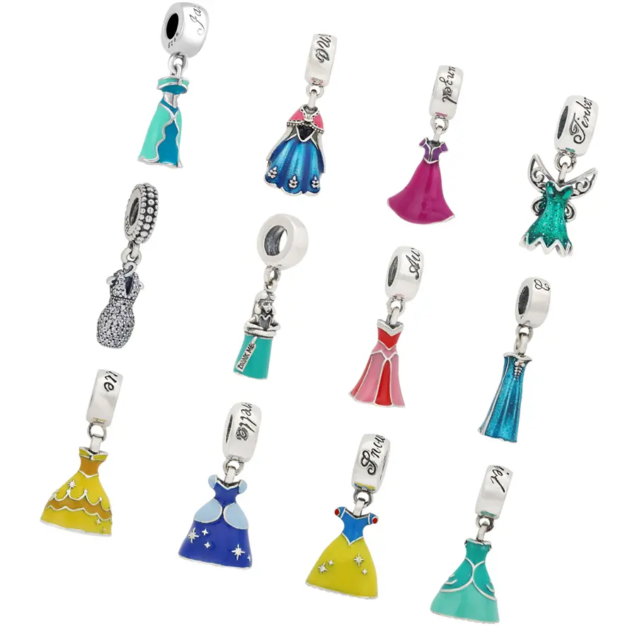 New 925 Silver Charm Beads Little Mermaid Ariel Charm Princess Dress Fit Original pandoraer Bracelet for women jewelry gift