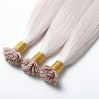 # Extensions de cheveux blond cendré argenté 60C à pointe K, pré-collées à la kératine, à pointe plate, 100% cheveux humains Remy, double épaisseur, qualité salon, vente en gros