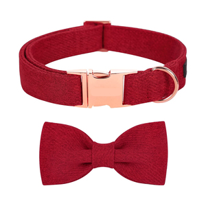 <span class=keywords><strong>Collar</strong></span> de perro con correa de lujo, regalos con pajarita desmontable, tela de cáñamo, algodón, <span class=keywords><strong>Collar</strong></span> de perro, hebilla de Metal de oro rosa personalizada - Product Image 6