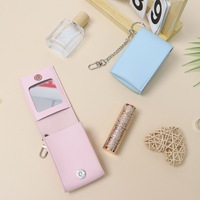 Organisateur de rouge à lèvres personnalisé avec miroir, étui portable en cuir PU, compact de maquillage pour retouches, cosmétique de voyage et de loisirs