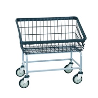 Chariot à linge en métal avec panier à linge à chargement frontal, revêtement poudré, 4 roues