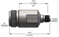 Adaptador ZCOM N(F)-3.5(F) Hembra a 3.5 Hembra, Bajo VSWR, Baja Pérdida de Inserción, Conector Coaxial RF de CC-18GHz para Señales de Microondas