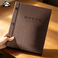 Buku Menu Kulit Keras Cetak Kustom Mewah, Folio Menu Kulit dengan Logo Embos, Sampul Menu yang Dapat Digunakan Kembali untuk Bistro