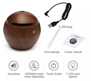 Humidificateur d'air ultrasonique à 7 couleurs Homefish Dropshipping, diffuseur d'huiles essentielles en bois grainé ultrasonique, humidificateur Dropshipping - Product Image 5