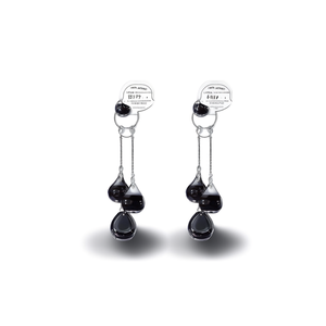 Fashion <b>Dangle</b> <b>Earrings</b> 316L Stainless Steel PVD Gold Plating Sustainable Resistant <b>Black</b> Stone Drop Design - Product Image 2