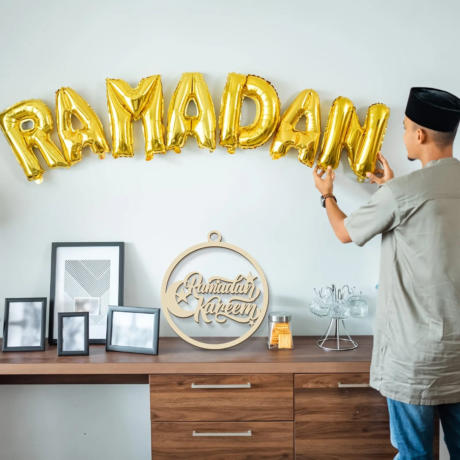 Eid Mubarak Decoratie Houten Ramadhan Deurbord Rond Eid Mubarak Muur Hanger Happy Ramadhan Mubarak Feestartikelen