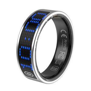 Умное кольцо-трекер сенсорного управления для отслеживания сна, водонепроницаемое (IP68), из нержавеющей стали, с ресурсом батареи 5-7 дней, LED-дисплей, новое, черное - Product Image 2