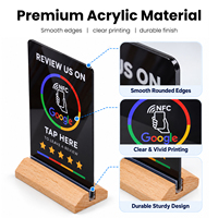 En stock – Support de table en acrylique 10x15cm pour avis Google, carte NFC215 Google Review Instagram avec base en bois pour entreprises
