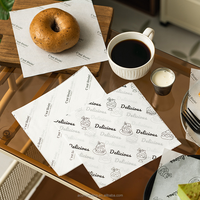 Papier alimentaire absorbant résistant à l'huile avec logo personnalisé imprimé pour boulangerie, pizzeria, bar à snacks, aliments frits, emballage de sandwichs, utilisation en cafétéria