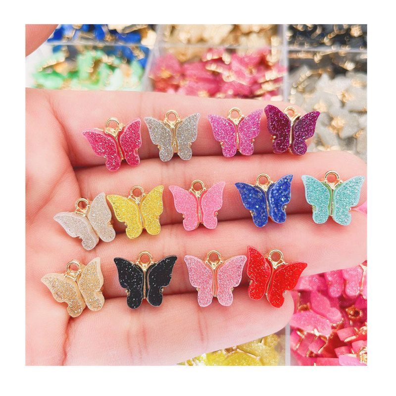 100Pcs Lot Cute Colorful Butterfly Charms