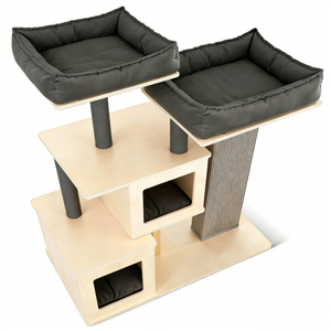 Árbol rascador moderno de lujo para gatos de sisal y madera con cama, plataforma de descanso, cueva y gran espacio - Personalización OEM - Product Image 4