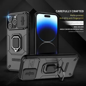 Stoßfeste harter Plastik-PC-Schutzlinse Handyhülle mit Kickstandhalter für iPhone 13 Pro 14 Plus 15 ProMax-Hüllen