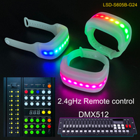 Bracelet lumineux personnalisé pour événements, 10 LED, 10 zones DMX512, sangle réglable en silicone souple, 600m, télécommande 2.4G, application Bluetooth, musique