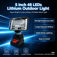 Lampe de travail portable sans fil à batterie lithium 48 LED haute luminosité 5 pouces pour chantier et situations d'urgence