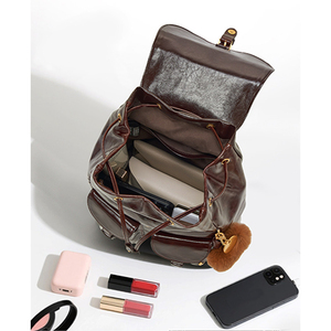ZENOS Genuine Leather Large Capacity Retro Backpack Soft Leather Fashionable Backpack College Style Travel Shoulder Bag - Product Image 6