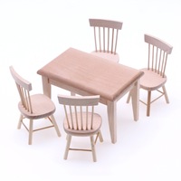 Meubles miniatures pour maison de poupée, table à manger et chaise en bois, décoration classique pour maison miniature 1/12, accessoires pour poupées, cadeau DIY