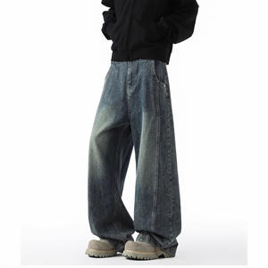 复古高品质牛仔裤 男士直筒阔腿牛仔裤 大码男女通用宽松嘻哈街头服饰宽松牛仔裤 男士 - Product Image 3
