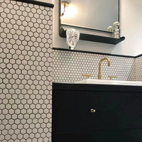 Mosaïque céramique hexagonale, moderne, minimaliste, lumineuse, irrégulière, noire et blanche, antidérapante, pour salle de bain, cuisine, toilettes, carrelage de sol