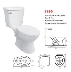 <span class=keywords><strong>WC</strong></span> moderne en céramique à <span class=keywords><strong>chasse</strong></span> siphonique, double <span class=keywords><strong>chasse</strong></span>, à sortie verticale, en deux pièces, allongé - Product Image 4