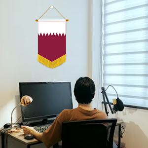 Wholesale Mini Pennant Car Flags 20x30cm Qatar Wall Decor <b>Small</b> <b>Ornaments</b> Hanging Digital Printing Satin Material - Product Image 1
