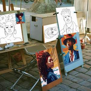 ชุดภาพวาดบนผ้าใบสำเร็จรูป Panwenbo ขนาด 8x10 นิ้ว สำหรับผู้ใหญ่ ชุดอุปกรณ์วาดภาพสำเร็จรูปสำหรับงานศิลปะ งานประดิษฐ์ และงาน Sip and Paint - Product Image 6