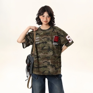 Nouveau <span class=keywords><strong>T</strong></span>-<span class=keywords><strong>shirt</strong></span> pour garçons, style streetwear américain rétro, camouflage vintage, artisanat <span class=keywords><strong>de</strong></span> qualité, mode jeunesse - Product Image 1