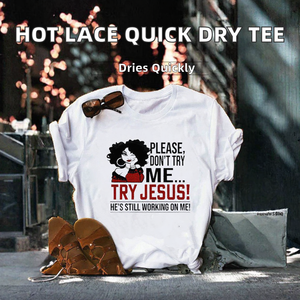 T-shirt imprimé à col rond blanc pour femme, décontracté, streetwear d'été - Product Image 2
