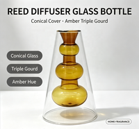 Diffuseur d'arômes en verre double couche, flacon transparent avec récipient intérieur ambré en forme de cône, pour parfum d'intérieur, bouteille à bâtonnets, décoration de table