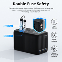 Chargeur de voyage 20W PD GAN, matériau ignifuge PC, adaptateur de voyage universel multi-ports USB-C pour plus de 200 pays