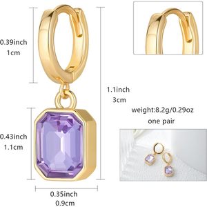 ต่างหูคริสตัลอเมทิสต์ทรงหยดน้ำ ประดับทอง 18K แบบห่วงกอดหู ตัวเรือนแบบ Bezel Setting ของขวัญสำหรับผู้หญิง - Product Image 6