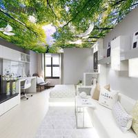 Plafonds décoratifs tendance Pop Fashion, design imprimé arbres célestes, film de plafond extensible en PVC 3D de haute qualité pour boîte lumineuse publicitaire